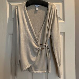 Cache Tan Crossover Sweater sz M